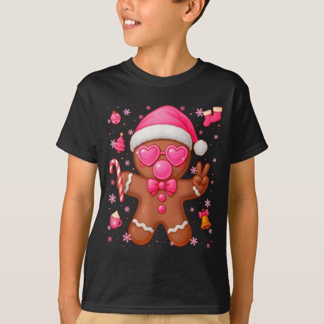Camiseta Cute Nk Gingerbread Bubble Gum Christmas Xmas Girl (Frente)
