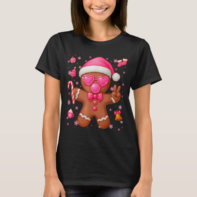 Camiseta Cute Nk Gingerbread Bubble Gum Christmas Xmas Girl (Frente)