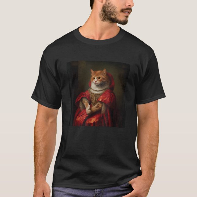 Camiseta cute Noble Cat Art Painting Lover cats medieval ki (Frente)