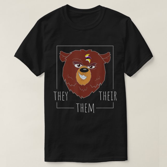 Camiseta Cute Non Binary Bear They Them Their Agender Gende (Frente do Design)