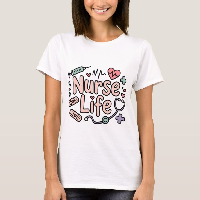 Camiseta Cute Nurse Life T-Shirt (Frente)
