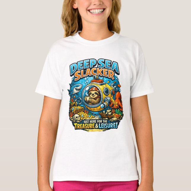 Camiseta Cute Ocean Adventure Humor, Funny Sloth Diving art (Frente)