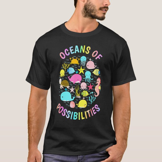 Camiseta Cute Oceans Of Possibilities Summer Reading Sea Cr (Frente)