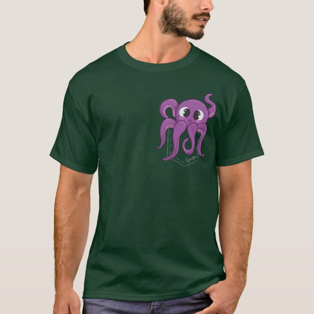 Camiseta Cute Octopus Pocket Dark (Frente)