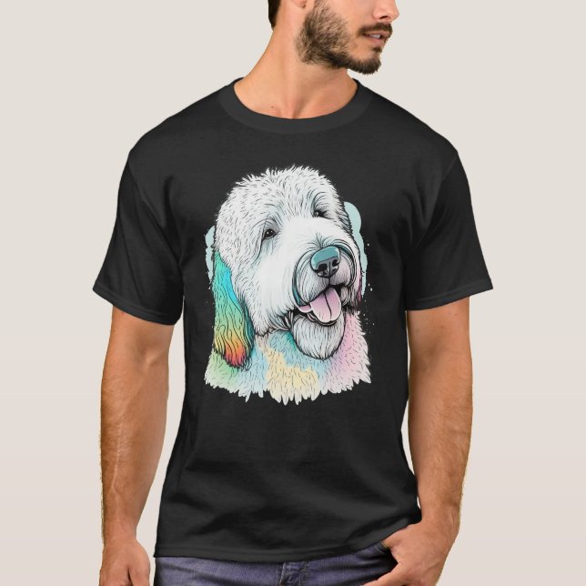 Camiseta Cute Old English Sheepdog Dog on Bobtail (Frente)