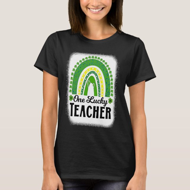 Camiseta Cute One Lucky Teacher Rainbow St Patrick's Day Bl (Frente)