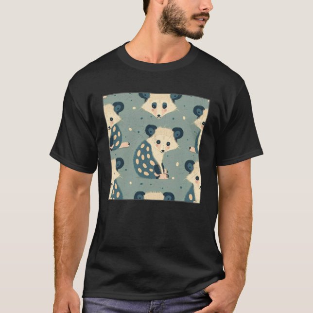 Camiseta Cute Opossum Illustration Unique Tiny Women Men Ki (Frente)