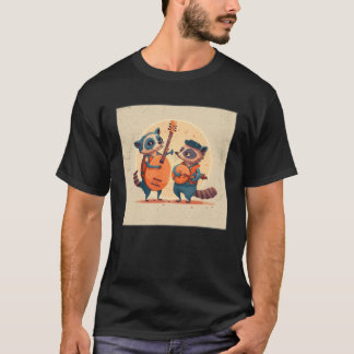 Camiseta Cute Opposum Racoon Illustration Friends Instrumen
