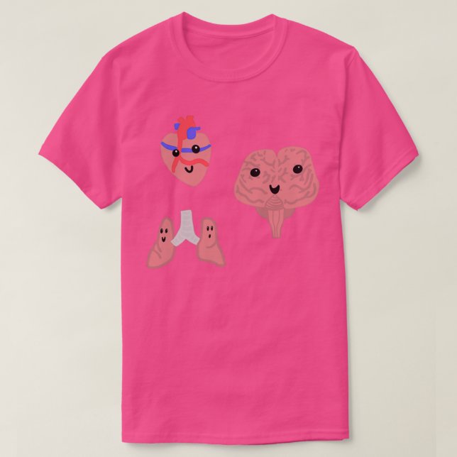 Camiseta Cute Organs Heart Lungs Brain 1 (Frente do Design)