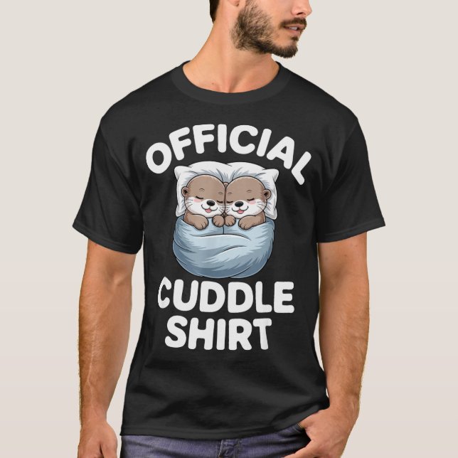 Camiseta Cute Otter Couple Cozy Cuddle  (Frente)