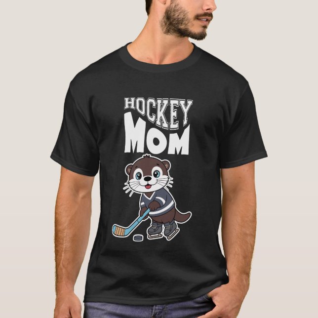 Camiseta Cute Otter Hockey Mom - Fun Sports Animal Graphic (Frente)