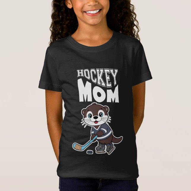 Camiseta Cute Otter Hockey Mom - Fun Sports Animal Graphic (Frente)