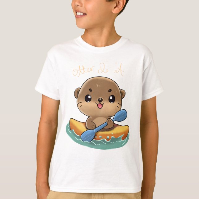 Camiseta Cute Otter Kayaking (Frente)