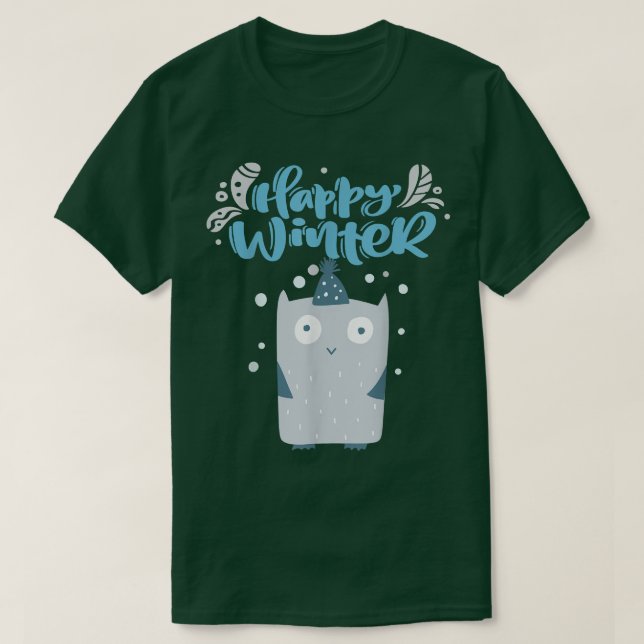 Camiseta Cute Owl Happy Winter, Be Joyful cute Owl Xmas Hol (Frente do Design)