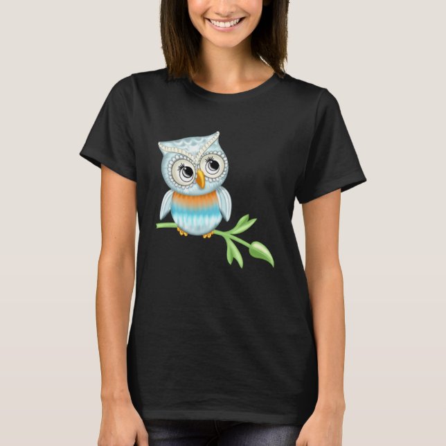Camiseta Cute owl  motif bird print for man woman  child (Frente)