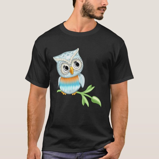 Camiseta Cute owl  motif bird print for man woman  child (Frente)