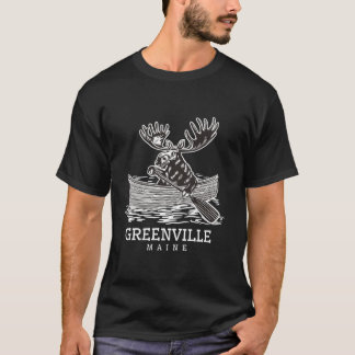 Camiseta Cute Paddling Moose em Greenville Maine Canoagem M