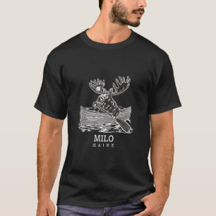 Camiseta Cute Paddling Moose em Milo Maine Canoe ME Souveni
