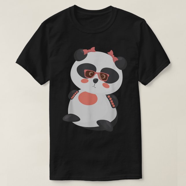Camiseta Cute Panda Bear In Sunglasses  (Frente do Design)