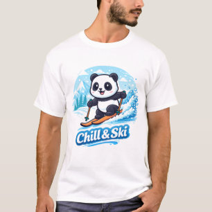 Camiseta Cute Panda Esquiando Chill & Esqui Design de Inver