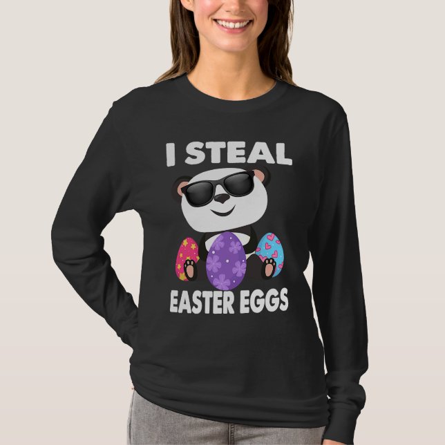 Camiseta Cute Panda I Steal Easter Eggs  Egg Girls & Boys (Frente)