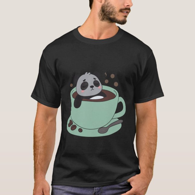 Camiseta Cute Panda In Coffee Cup Coffee Lover Gift (Frente)