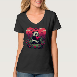 Camiseta Cute Panda Segurando Coração - Presente de Dia de