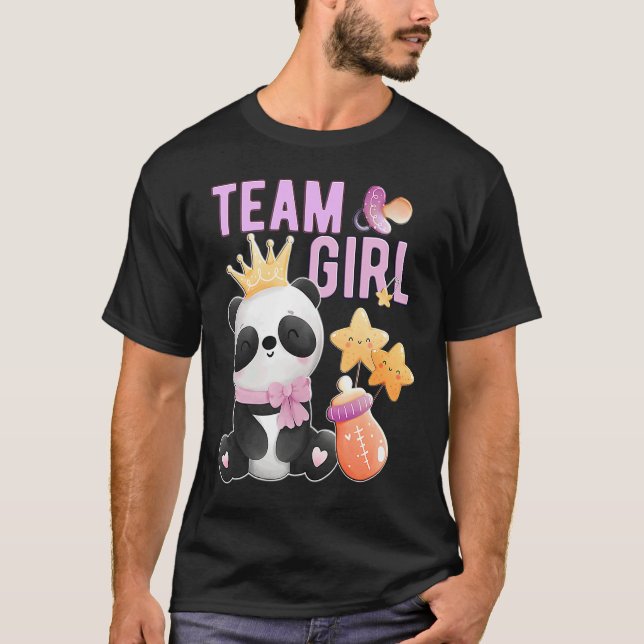Camiseta Cute Panda Team Girl  Gender Reveal Baby Shower Pa (Frente)