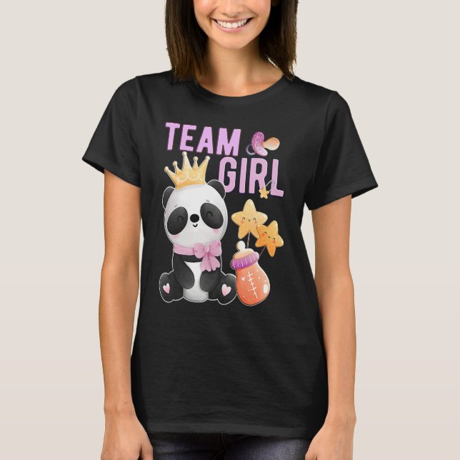 Camiseta Cute Panda Team Girl  Gender Reveal Baby Shower Pa (Frente)