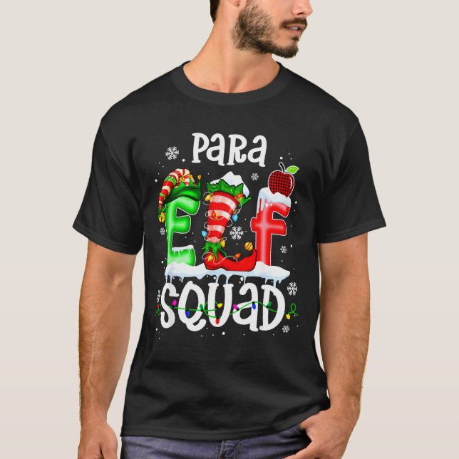 Camiseta Cute Para Elf Squad Funny Christmas Elf Kids Teach (Frente)