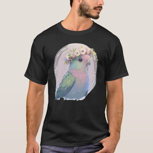 Camiseta Cute Parrotlet Parakeet Bird Flower Crown Pet Bird (Frente)