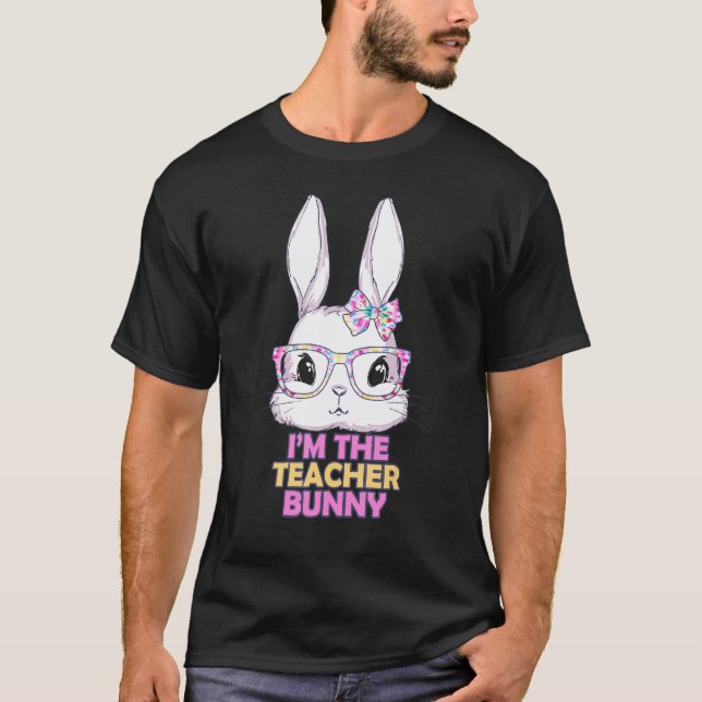 Camiseta Cute Páscoa Eu Sou O Professor Bunny Tie Dye Óculo (Frente)