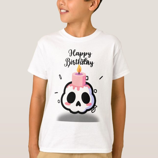 Camiseta Cute Pastel Goth Skull Birthday (Frente)