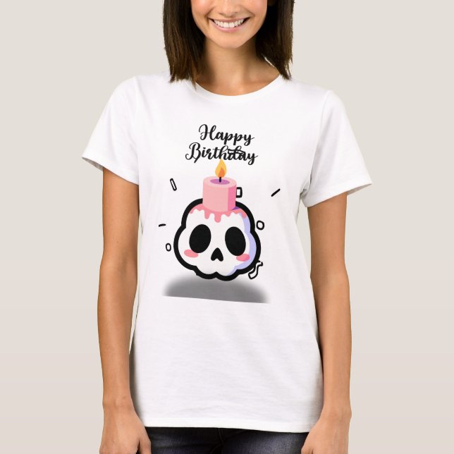 Camiseta Cute Pastel Goth Skull Birthday (Frente)