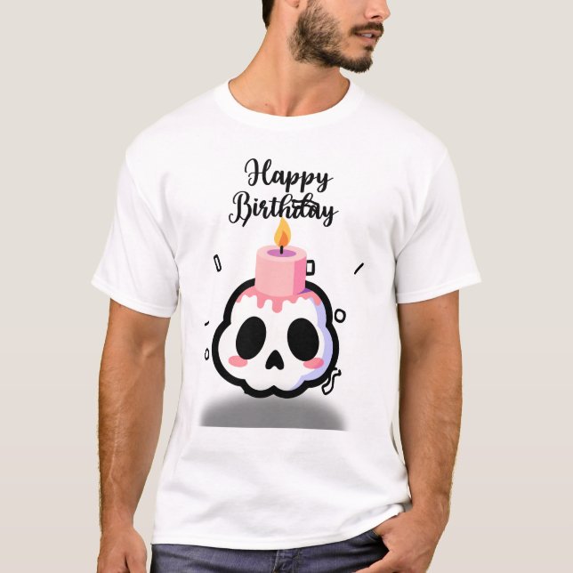 Camiseta Cute Pastel Goth Skull Birthday (Frente)