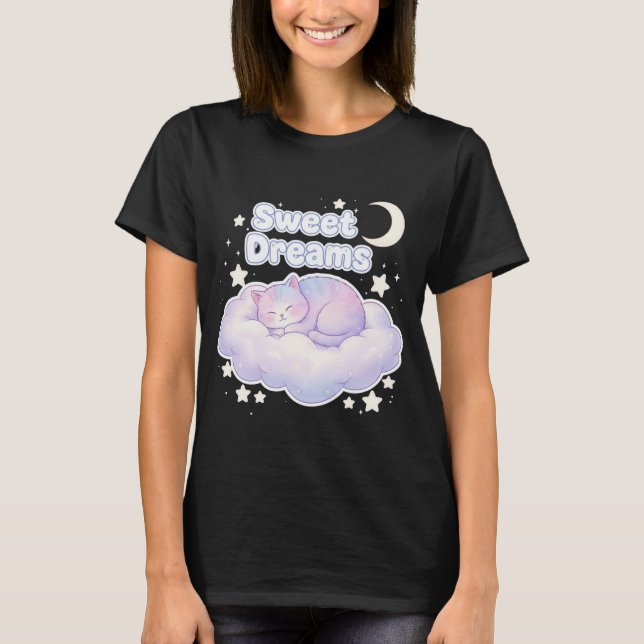 Camiseta Cute Pastel Sleeping Kitty Kawaii  (Frente)