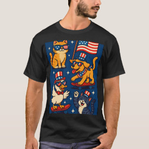Camiseta Cute Patriótico Engraçado Pets Legal Cachorro, Gat
