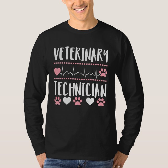 Camiseta Cute paw print veterinary tech technician vet  app (Frente)