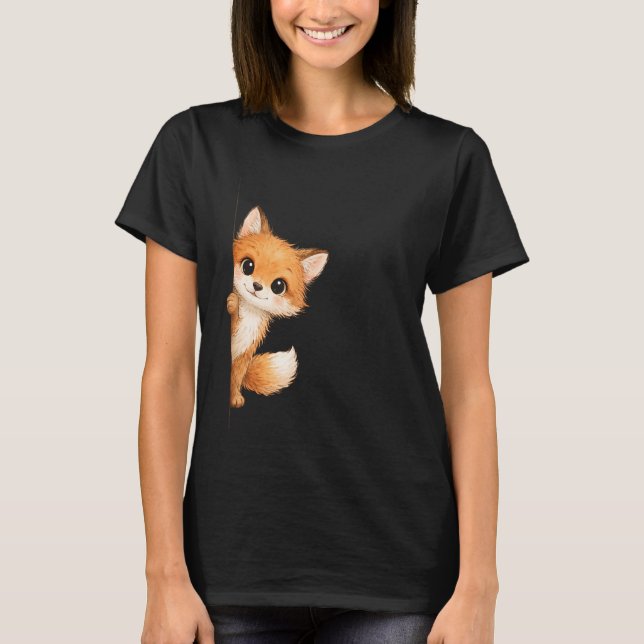 Camiseta Cute Peeking Fox Graphic Shirt (Frente)