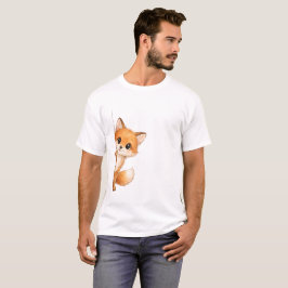 Camiseta Cute Peeking Fox Graphic Shirt