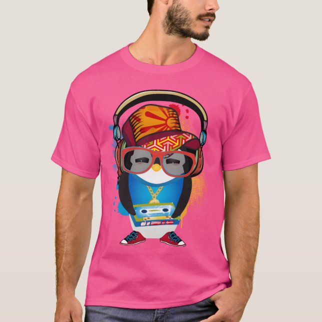 Camiseta cute penguin as a hip hopper in a cool outfit frie (Frente)