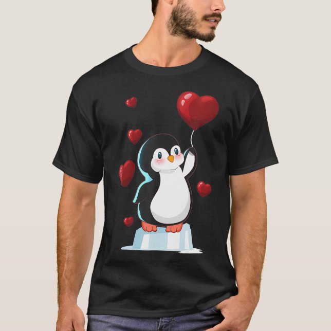 Camiseta Cute Penguin Valentines Day Love Heart gift (Frente)