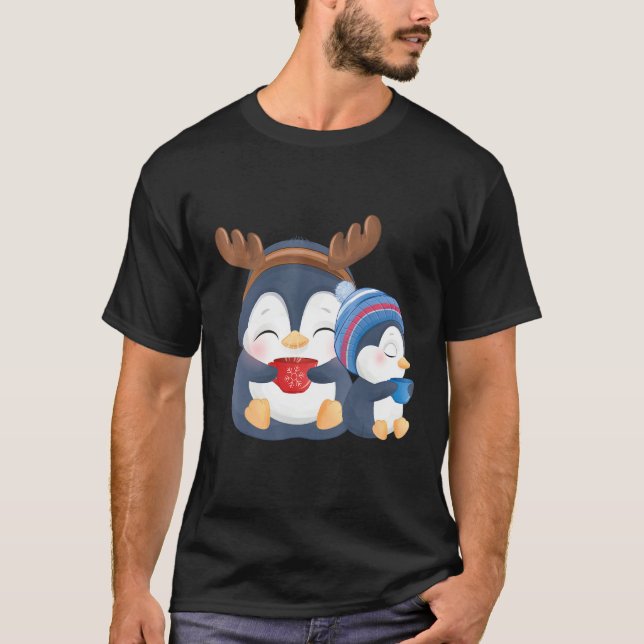 Camiseta Cute penguins  Merry Christmas (Frente)