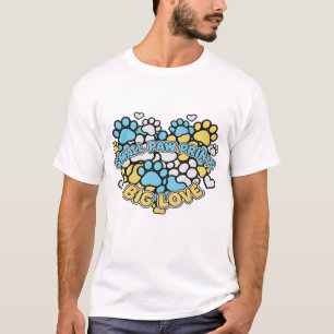 Camiseta Cute Pequenas Pegadas de Pata Grande Coração de Am