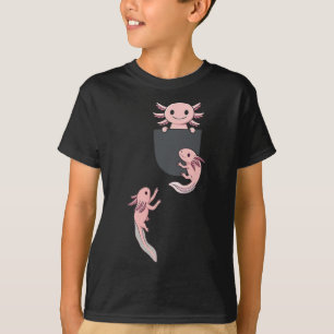 Camiseta Cute Pequeno Axolotl Brincando Subindo No Bolso Ho
