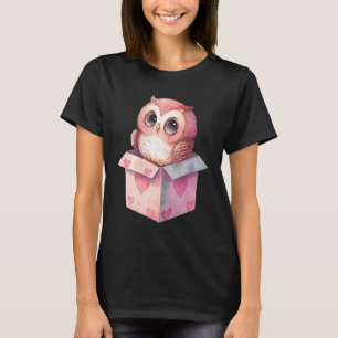 Camiseta Cute Pequeno Valetines de Amor de Coruja Animal