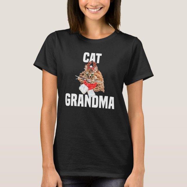 Camiseta Cute Persian cat with reindeer costume  Cat Grandm (Frente)