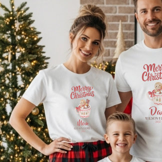 Camiseta Cute Personalized “Merry Christmas” Family T-Shirt