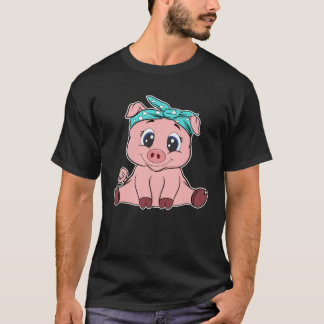 Camiseta Cute pig headscarf little pig
