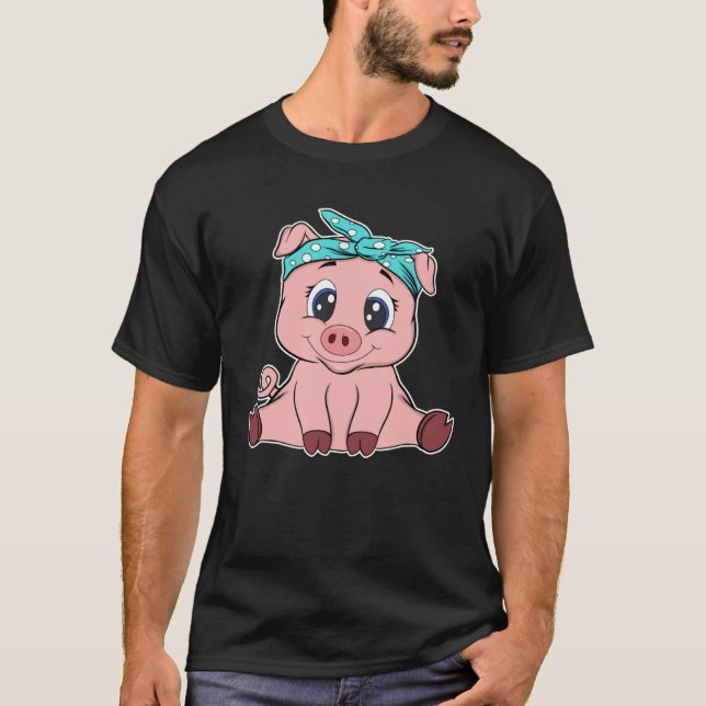 Camiseta Cute pig headscarf little pig (Frente)